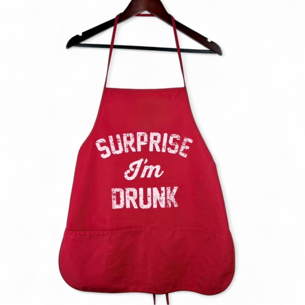 Surprise I’m Drunk Red Pockets Apron Adult Unisex One Size Grill Chef Gag Gift